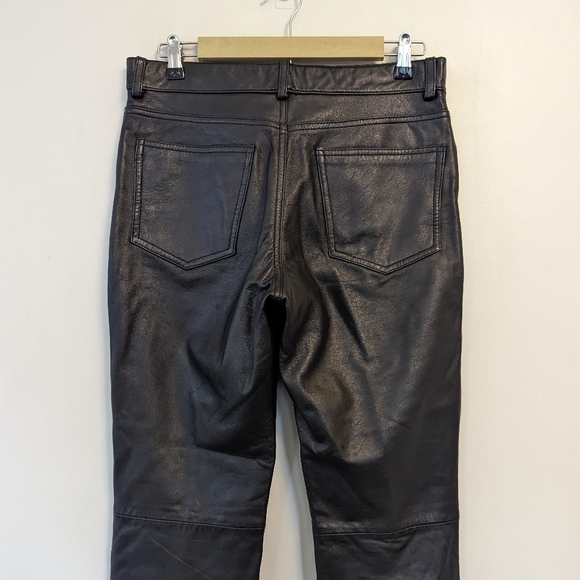 Vintage 90s Y2K Black Leather Straight Leg Pants Minimalist - Picture 6 of 15